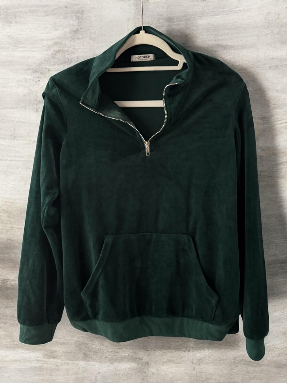Hot Touch‎ Green Velour Feel Quarter Zip JacketWoman's Size Medium